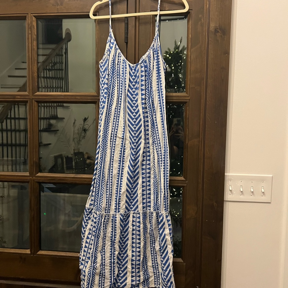 Blue and White Patterned Women's Dress